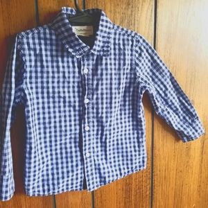 Button Down Blue Plaid long/quarter sleeve top
